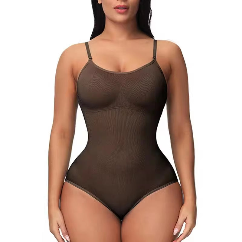 Super Sale V Neck Spaghetti Strap Bodysuit Compression Body Suits Open Crotch Shapewear Slimming Body Shaper Smooth Out Bodysuit